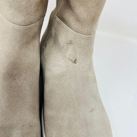 J/Slides Suede Leather Ankle Boots Boot Shoe Casual Side Zip Tan Olive - 7.5 - Picture 4 of 10